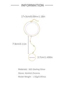 1pc 925 Sterling Silver Exquisite Devil's Eye Ring Bracelet Set, Women's Delicate Cubic Zirconia Bracelet And Ring Chain, Body Jewelry, Suitable For Daily Wear, Wedding, Party, Engagement, Anniversary, Valentine's Day - Gold - View 4