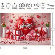 1PC Valentine's Day Backdrop - Valentine's Day Decoration Heart, Roses And Gift Box, Multi-Purpose Studio Backdrop Suitable For Weddings, Birthdays, Anniversaries, All-Season Indoor And Outdoor Party Decorations, Valentine's Day Theme Layout, Home Decoration Banner, Multiple Sizes, Multi-Purpose Party Backdrop, Suitable For Unisex Decoration, Indoor And Outdoor Decoration, Photography Studio, Garden Decoration, Party Decoration And Phone Booth. - Multicolor - View 4