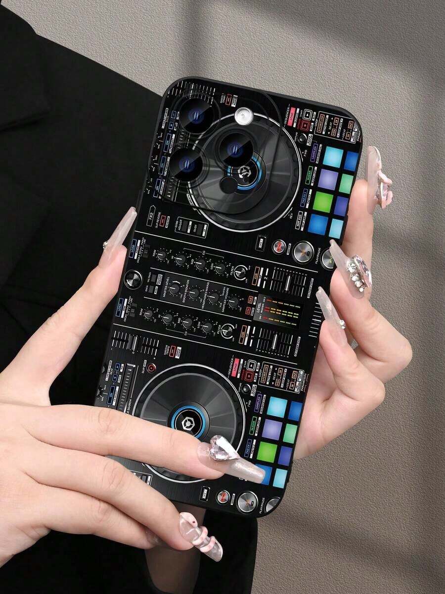 New Fashion TPU Phone Case - Hot Selling DJ Controller Pattern Design Theme Luxury Shockproof Aesthetics Cute Phone Case, Lens Highlighting Protection, Compatible With For IPhone 17/17Air/17Pro/17Promax,16/16Plus/16Pro/16ProMax, 15, 14, 13, 12, 11 Series, Compatible With For Galaxy S Series, Easter Gift, Christmas Halloween Decoration/Birthday Gift, Girlfriend, Boyfriend, Friend Or Yourself. - 黑色 - 查看 1