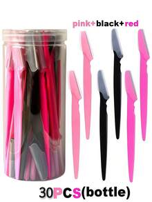 30pcs Eyebrow Trimmer Set, Eyebrow Trimmer, Long Handled Eyebrow Trimmer, Beauty Tool, Used For Eyebrow Trimming, Razor, Precision Exfoliating Tool Eyebrow Trimmer, Facial Razor Blade, Eyebrow Trimmer Blade And Razor With Protective Cover, Used For Removing Facial And Body Hair, Suitable For Travel, Suitable For Both Men And Women. 5/10pcs.