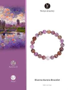 VE 1pc High Quality Genuine Natural Aurora Quartz Multi-Gem Bracelet. Paired With Freshwater Pearls, Suitable For Self, Bestie, Girlfriend, Friend, Mom, Unisex. Jewelry Color Randomly Assorted - Bracelet - View 1