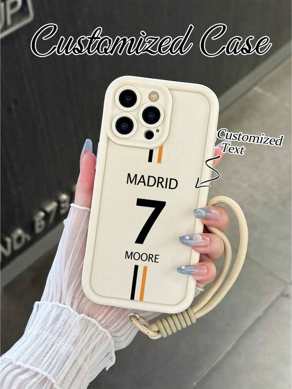 1pc Customized Letter & Number Phone Case With Durable Lanyard, Compatible With IPhone 17/16/15/14/13/12/11, Galaxy S25/S24/S23/S22/A56/A55/A54/A52/A06/A05S/A05, Fashionable, Colorful, Retro, Cute, Simple, Fun, Customizable, Unique, Ideal Gift Idea For Boyfriend, Girlfriend, Family, Friends, Grandparents
