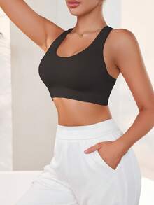 3 piezas Sujetador deportivo sin costuras para mujer, cómodo y con corte corto, ideal para yoga y fitness. - Multicolor - Ver 5