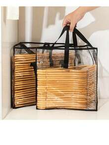 1-Pack/2 Packs New Hanger Triangle Storage Bag, Wardrobe Clothes Rack Organizer With Handle For Space Saving In Cabinets Clothes Hanger Storage Box - Clear - View 4