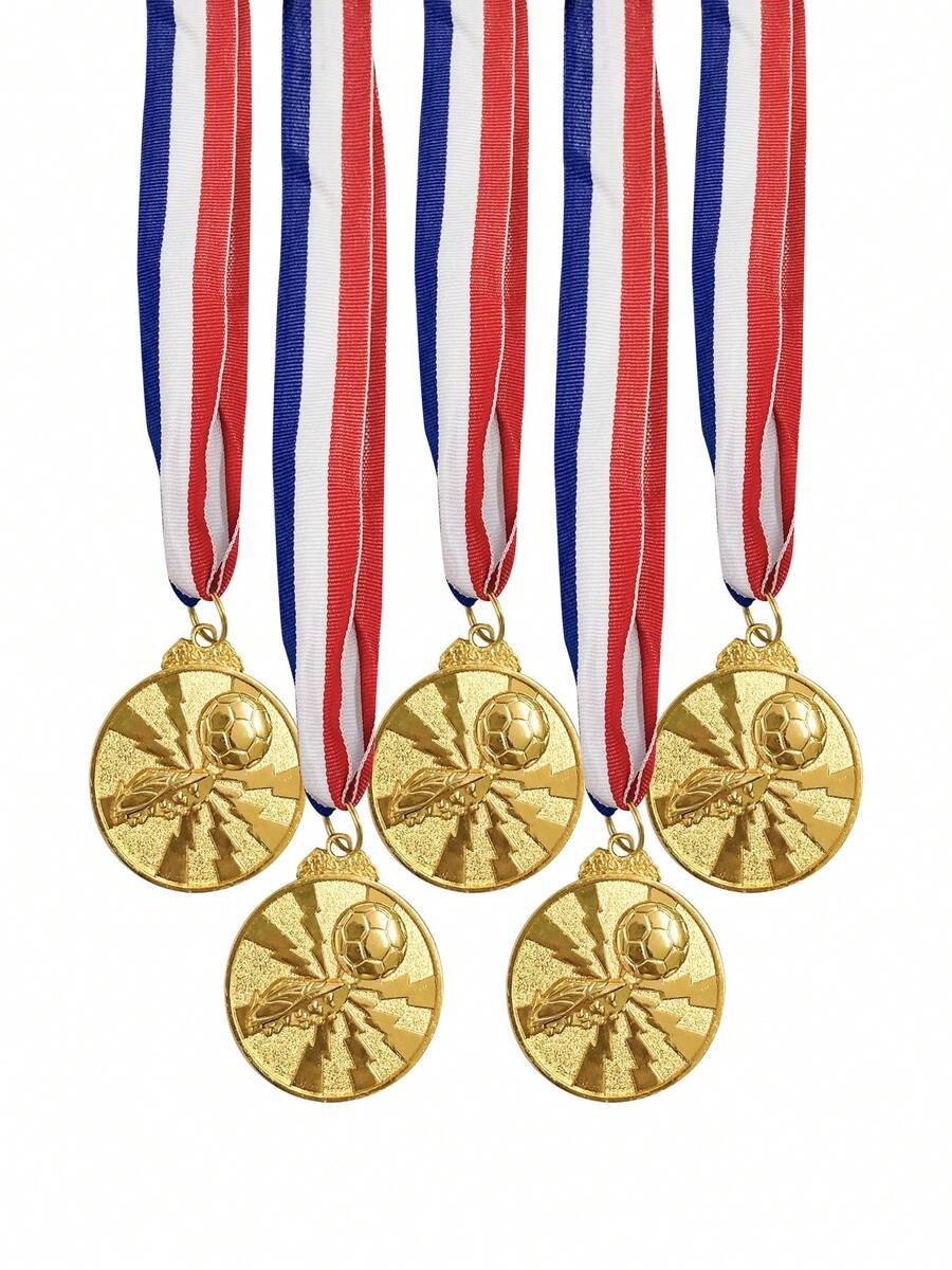 1 pieza Medalla de fútbol, Set de medalla de oro - Estilo de metal Competencia deportiva de fútbol y premio, insignia de fiesta - Multicolor - Ver 1