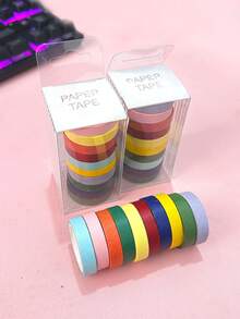 5pcs Ultra Fine Index Tabs Transparent Tear-Off Sticky Tape Note Waterproof Writable Colorful Highlighter, Five Colors,School Supplies,Back To School - Multicolor - View 11