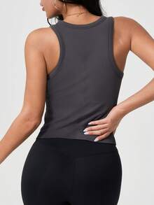 Leorrey 1件女款時尚甜美跑步健身運動背心，適合跑步、匹克球、網球、羽球運動 - 灰色 - 查看 4