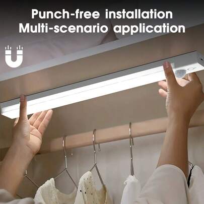 1个LED无线感应橱柜灯（20厘米），亮度及色温可调（白光/暖光/暖白光），USB充电磁吸式夜灯，适用于厨房、卧室、橱柜、衣柜、楼梯、走廊照明