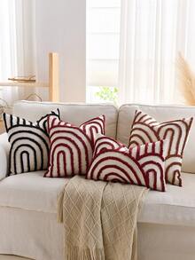 1 buah/2 buah Set Sarung Bantal Pola Geometris Setengah Lingkaran, Sarung Bantal Persegi Bordir Beludru Lingkaran Kanvas, Untuk Penggunaan Sehari-hari di Kamar Tidur, Ruang Tamu, Sofa, Halaman, Dekorasi Taman, Tanpa Isi 30*50cm 45*45cm - Kopi ringan - View 7