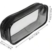 Tofficu Juego De 2 Estuches Transparentes De Pvc Con Cremallera, Lapicera Transparente Para LáPices, Gran Capacidad, Resistente Al Agua, Para Escuela, Oficina Y Viajes - Negro - - Ver 8