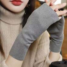 1双时尚保暖手套，女士冬季自发热抓绒露指触屏手套，学生办公半指手套，男女通用 - 彩色 - 查看 16