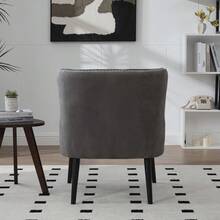 Samt Single Armchair With Button Panel, Modern Armless Design With Rivet Trim And Solid Wood Legs For Living Room, Bedroom - Gray + Velvet - View 11