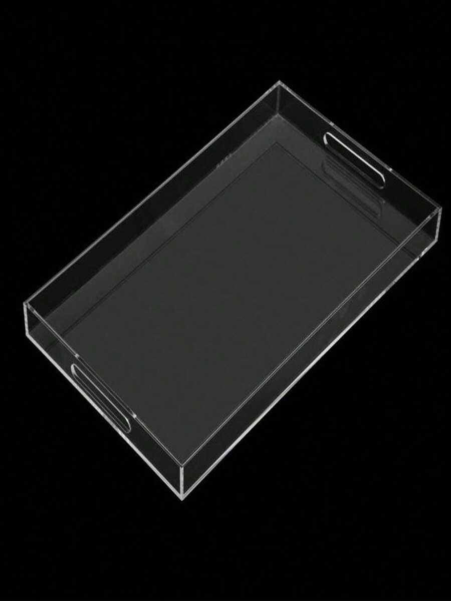 1pc Acrylic Tray, High-End Transparent Fruit Plate, Hotel/Home Use Storage Tray For Cosmetics, Acrylic Vanity Tray With Embedded Handle For Counter, Desk, Vanity