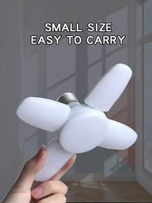 1/2/4个装高亮度LED车库灯泡 - 多功能四叶形设计，可折叠，白色PVC材质，E27接口，85V-265V，适用于车间和车库照明，车库LED灯 - 白光 - 查看 4