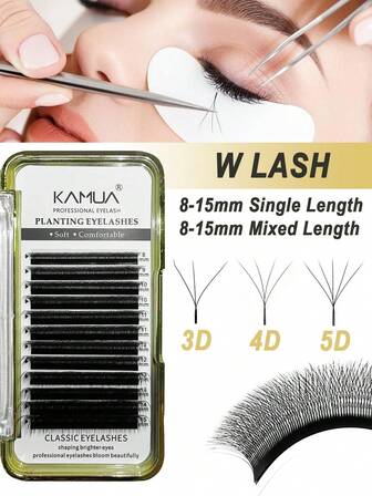 KAMUA Eyelash Extensions W Shaped Clover Classic Easy Fan 3D 4D 5D Thickness 0.07D Curl Eyelashes Soft Lightweight Permanent Volume Lash Extensions Supplies Professional Supplies For Lash Techs