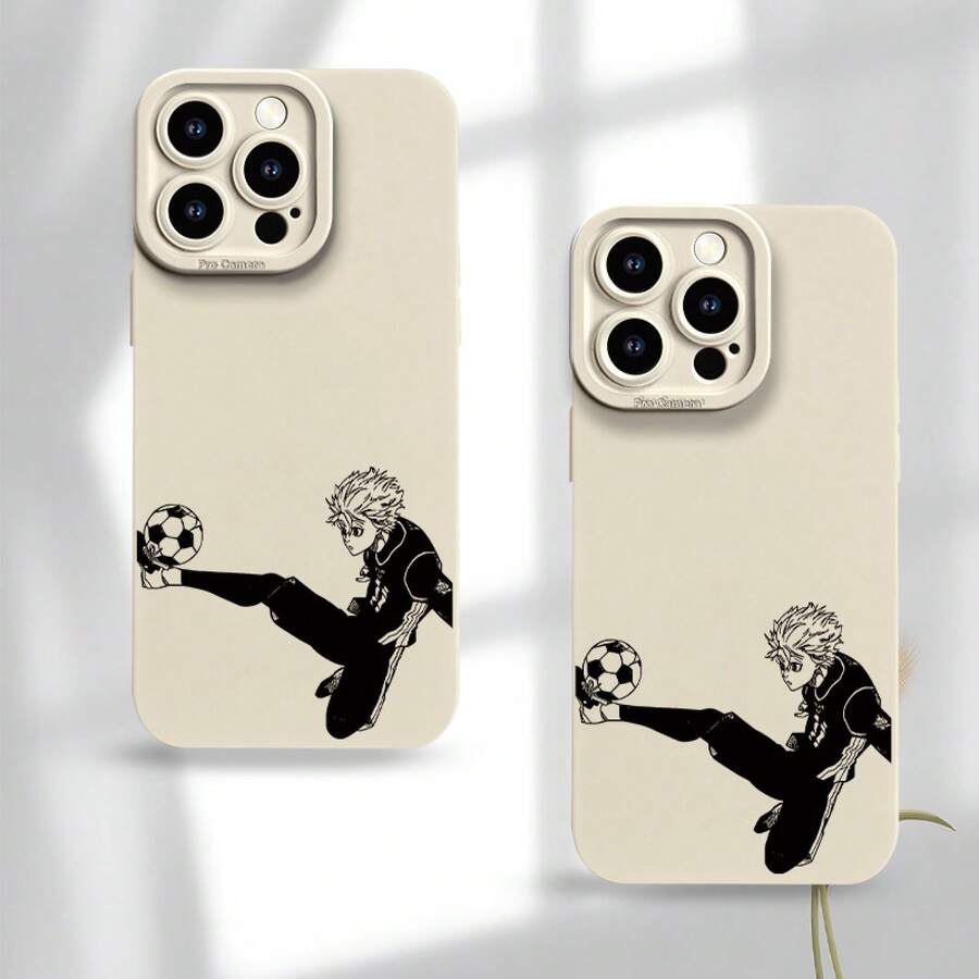 Funda de Teléfono con Patrón de Niño de Fútbol Impresión UV Funda de Teléfono Ojos de Ángel Carcasa Mate Protección Completa de 360 Grados para iPhone 11 12 13 14 15 16 Pro Max XR X/ XS 7 8 Plus SE Mini para Smartphone Mejor Regalo Regalo de Cumpleaños para Niño y Niña - Mezcla de colores - Ver 1