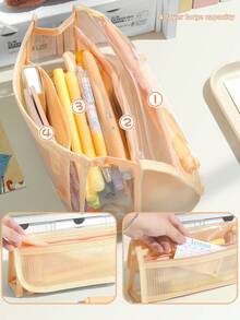 1 Stück Mehrzweck-Federmäppchen, Mesh-Gewebe, großer Reißverschluss-Aufbewahrungsbeutel, Mehrfach-Fach-Design, geeignet für Schule, Büro und Reisen, eine ideale Wahl für den täglichen Gebrauch