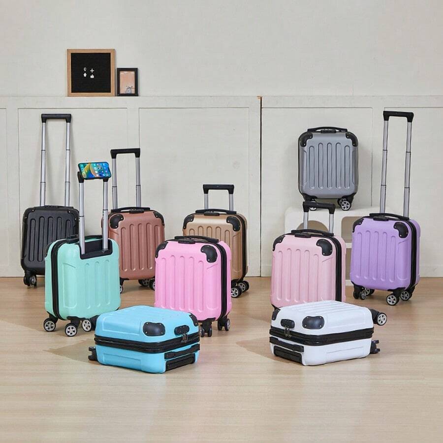 New Spring/Autumn Carry-On Luggage Mini Suitcase With Password Lock & Spinner Wheels, Lightweight Travel Case With Phone Holder & Corner Guards, Suitable For Short Trips - Multicolor - View 1