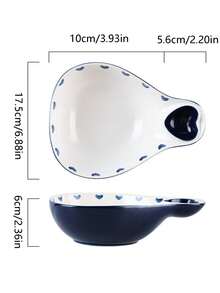 1 PC Heart-Shaped Handle Casserole Bowl - Oven Baking - Creative Gourd-Shaped Salad Bowl - Dip Dish - Dumpling Plate - Soup Bowl - Dessert Bowl - Breakfast Cereal Bowl - Ceramic Tableware