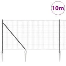 vidaXL 1,2 X 10 M Stahl Zaun Mit Grauen Pfosten - Grau - Übersicht 3