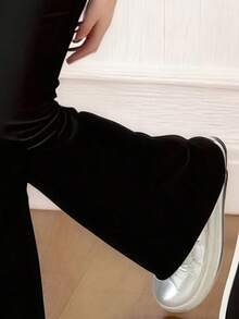 Toddler Girls' Cartoon Print Short Sleeve Top And Skinny Flared Pants Set - Pink - View 5