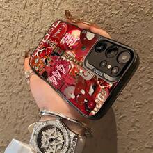 Diseño de patrón de patchwork de tema rojo adecuado para fundas de teléfono  Galaxy S25ULTRA, S24PLUS, S23FE, S21PRO, S22, S20+, A03S, A05S, A14, A31, A53, A34, A10, A04E, M04, A33, A35, A55, A72, A71, A70, A22, A16, A06, A20S, A54, funda especial para teléfono , anti-suciedad, a la moda, moderna, color plata IMD. - Colores mixtos - Ver 7
