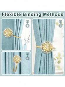 1pc/2pcs Crystal 3D Automatic Magnetic Self-Adhesive Curtain Tiebacks, Noble & Fashionable Quality Crystal Curtain Clips For Home Decor, Curtain Rope Tie Backs For Bedroom & Living Room, Magnetic Curtain Tiebacks No Drilling, Minimalist Curtain Clips - Multicolor - View 7