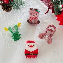 1PC Christmas Sweet And Cute Elk Christmas Tree Clamping Gingerbread Man Hair Clip Santa Claus Holiday Hair Accessories, Christmas Party Gifts - Multicolor - View 5