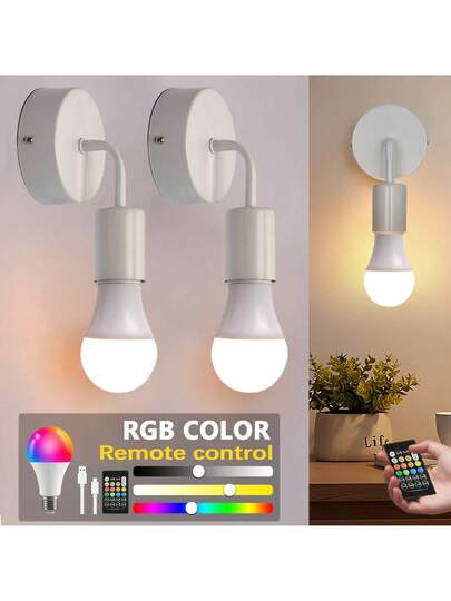 2P Zwart Shaped Curved Tube Lamp Head Wand 24CM RGB Bulb Remote Control 10CM Chassis 1200 MAh Charging Living Room Mural Bedroom Bedside Balcony Corridor Stairwell view 4