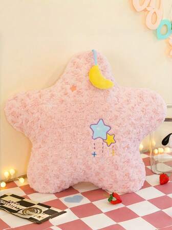 柔软毛绒星月装饰抱枕，适用于卧室、床和沙发；月亮形抱枕，情人节装饰靠垫，适用于秋冬季的沙发、卧室和客厅。