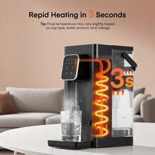 Instant Hot Water Dispenser, 3S Single Cup Boiling Water, 2.5L Filtered Water Dispenser(Filter Not Included), Removable Water Tank, Digital Touch Screen - View 3
