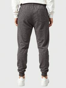 Men's Sweatpants With Back Pocket, Plain, No Print, Various Colors - Màu xám đen - Xem 2