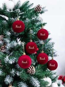 1pc Customized Flocked Christmas Ball, Flocked Christmas Tree Ornament, Personalized Christmas Decoration, Customized Christmas Decoration With Name, Christmas Tree Decor, Christmas Ornament