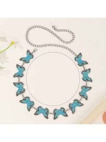 1pc Butterfly Metal Waist Chain, Versatile Diamond Studded Women's Waist Chain, Fashionable Dress Decoration Waist Chain, Suitable For All Seasons - Butterfly Multicolor - View 10