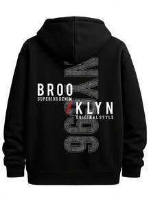 Broo Black Sweatshirts Regular Fit Men's Everyday & Formal Wear Comfy Loose Drawstring Fashion Hooded Pullover - 黑色 - 查看 1