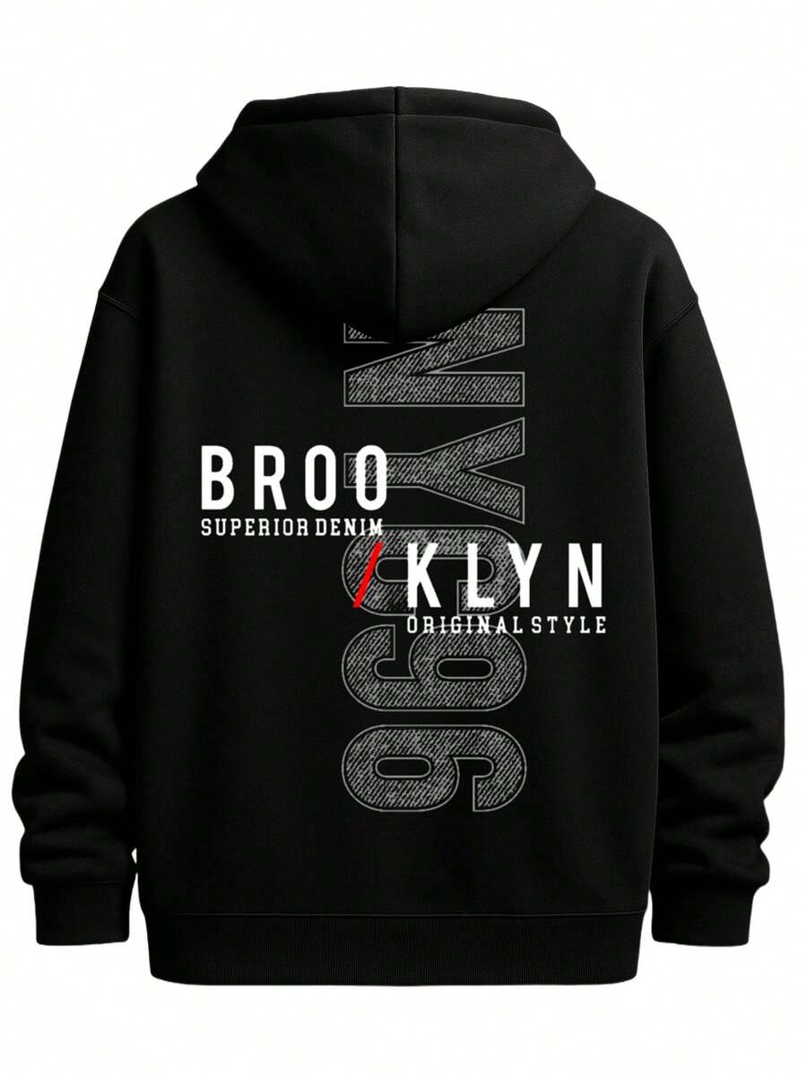 Broo Black Sweatshirts Regular Fit Men's Everyday & Formal Wear Comfy Loose Drawstring Fashion Hooded Pullover - 黑色 - 查看 1