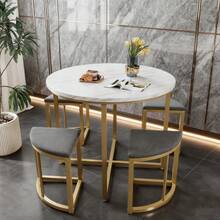 Dining Table & Chair Sets - White+Gray + MDF+Metal + Seats 4 - View 1