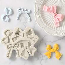 1pc New Silicone Mold Set - Bow Knot Combination, Suitable For Fondant Cake, Chocolate, Resin Crafts, Baking Tools, Cake Decorations, Valentine's Day Decor, Bow Knot Mold For DIY Resin, Wax, Glue - Light Grey - View 2
