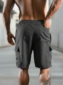 Plus Size Cargo Shorts, Sizes S To 3XL, With 5 Pockets. Comfortable, Made Of Tactel And Elastane Material. - Dark Grey - View 2