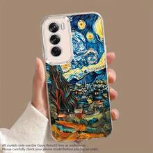Funda de teléfono Van Gogh Cielo Estrellado Meteoro Compatible con Oppo A3 A3 Pro A3X A16 A17K A38 A40 A55 A57 A57S A58 A60 A76 A77S A78 A79 A80 5G A95 A98 Reno 5 8T 10 11 Pro 12F Funda de teléfono de TPU Transparente a Prueba de Golpes de Cobertura Completa Simple Moda Creativa - Colores mixtos - Ver 2