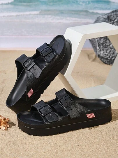 新款时尚厚底高帮凉鞋，女士百搭EVA材质，轻便舒适柔软，经久耐用，双可调节绑带设计，适合居家、派对、海滩、工作等场合，具有减震功能。