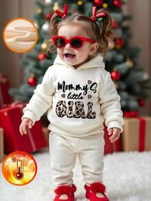 1 pieza Sudadera con capucha informal con estampado gráfico para niña, otoño/invierno - ¡La adorable sudadera trae alegría y felicidad a cada niño! Sudadera colorida e imaginativa con diseños de leopardo, corazón inglés y bebé afortunado - Albaricoque - Ver 6