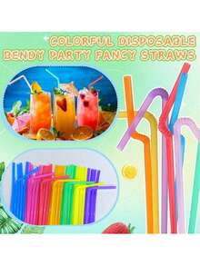 100/200/300 Flexible Straws, Multi-Purpose Durable Straw Set (Suitable For Outdoor Food Activities)