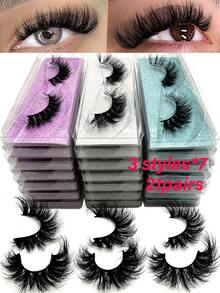 New Luxury 21 Pairs Fluffy&Thick 3D False Eyelashes With Glitter Paper Box,Lashes Bulk Christmas Gifts,3D Cat Eye Eyelashes Natural Looking Soft,Volume Eyelashes Fake Eyelashes,Protable,Europe And America Style Thick,Cartoon Eyelashes Look Makeup Manga Lashes,Dramatic Messy Mink Lashes Wispy, Individual Package Faux Mink Lashes Wholesale,Cosmetic Makeup Tool For Beginner - màu đen - Xem 12