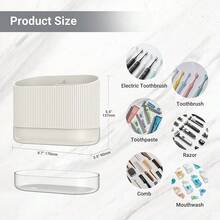 White Shower Toothbrush Holder For Bathroom, Cute  Electric Tooth Brush Holder Countertop, Large Plastic Toothpaste Organizer Cup Tray Stand Storage Caddy With Drainage For  Toddlersss, 3 Slots{Inchsize_nameinch:Inch3Slotsinch,Inchcolor_nameinch:InchBeigeWhiteinch} - Màu beTrắng - Xem 3