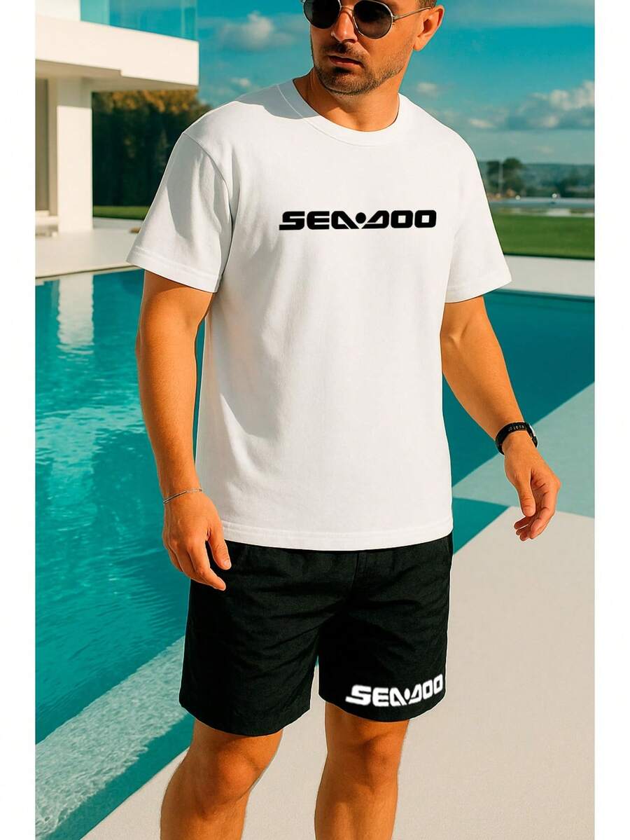 Conjunto Camiseta e Bermuda Lançamento Verão Casual Seadoo - Branco - Visão 1