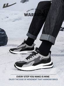 Warrior Comfortable Street Style Snow Boots For Men Autumn And Winter Comfortable Running Shoes Modest Style Casual Yet Sleek Sneakers Applicable Throughout The Year Wear-Resisting All-Day Wear Training Sneakers Warm Thermal Lined Sneakers - Black/Gray - View 5