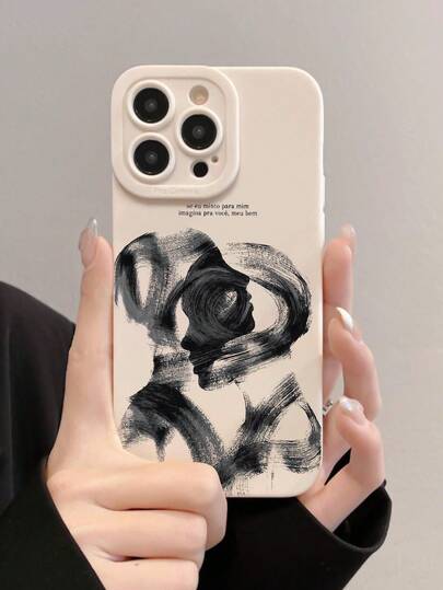 1pc Minimalist Fashion Portrait Slogan Graphic White Soft Silicone Shockproof Phone Case Compatible With IPhone 16 ProMax/16/16 Pro/16 Plus/11/15/15 Pro/15 ProMax/12/13/14 ProMax/XS/XR/11 Pro/11 ProMax/12 Pro/12 ProMax/13 Pro/13 ProMax/7 Plus/14 Pro/14 ProMax/14 Plus/7 Plus/8 Plus/8/SE2/12 Mini/13 Mini