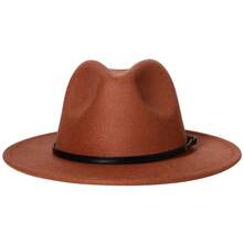 JEWELRYWE Fedora Hats For Men And Women, Classic Wide-Brimmed Felt Hats, Panama Hats, Birthday, Anniversary, Christmas Gifts - 黑色 - 查看 9