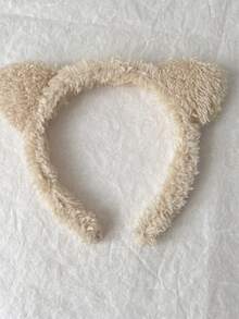 1pc Women Plush Cute Cat Ear Headband, Autumn/Winter, For Washing Face, Applying Mask, Cat Ear Hair Clip, Photo Prop